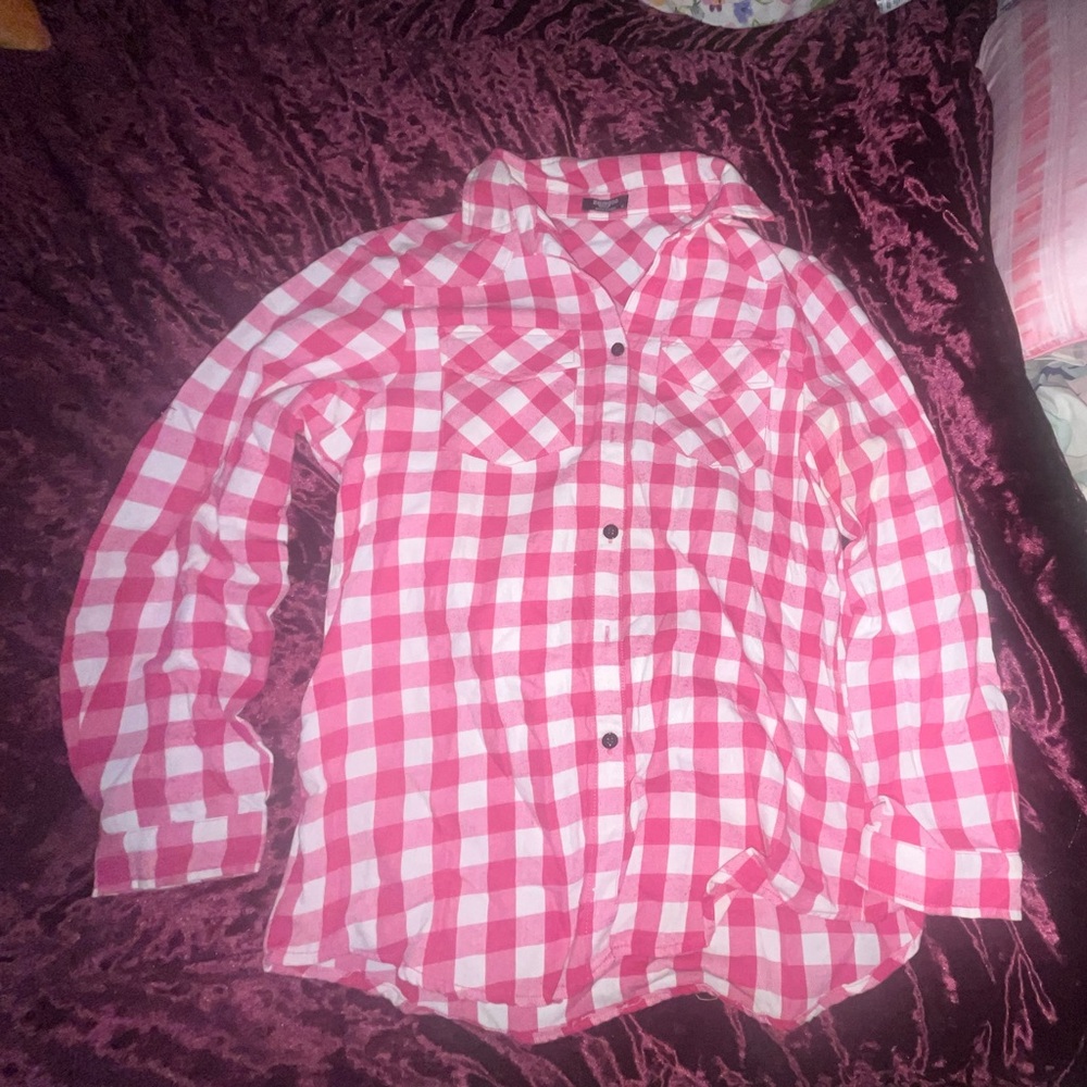 Zeagoo Women’s Pink Checkered Shirt Size Medium